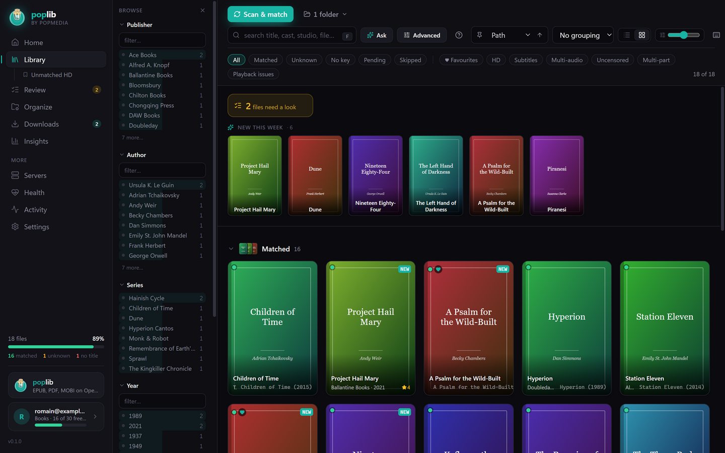 PopLib, the library screen